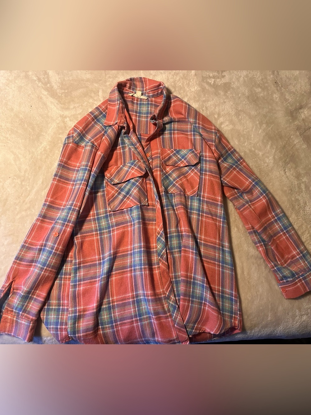Vine & Love Orange Plaid Button-Down Shirt